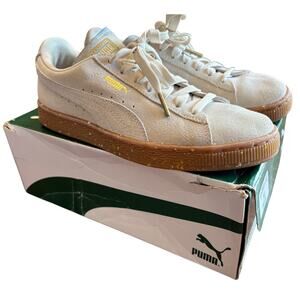 Puma Suede Classic Womens Whisper White Team Gold Sneakers Shoes US SIZE 8
